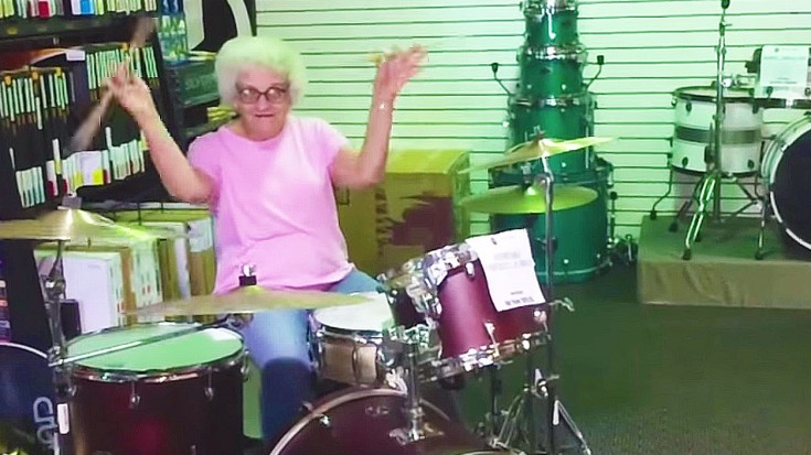 Grandma Jumps On Drums- She Must Have Played In A Rock n Roll Band Before | Society Of Rock Videos