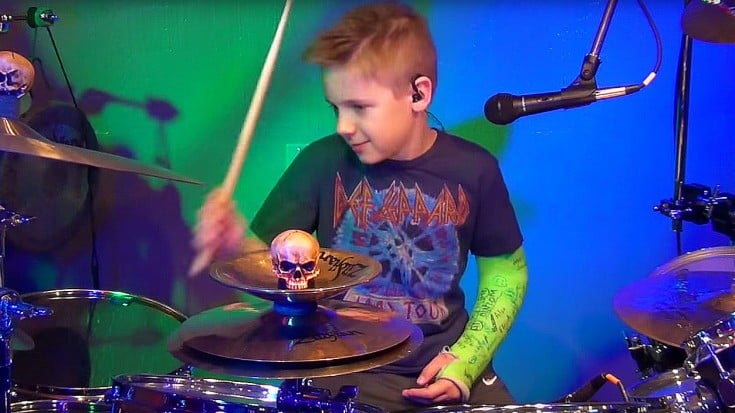 Kid Drummer Breaks Arm – But What He Does With This Def Leppard Classic Is Unbelievable | Society Of Rock Videos