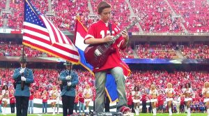 12-Year Old Channels Hendrix, Absolutley Shreds ‘The Star Spangled Banner’ Before A Football Game!