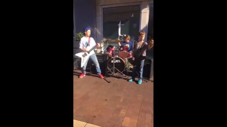 Three Young Boys Play Metallica In Front Of Mall – Shoppers Quickly Stop And Film | Society Of Rock Videos