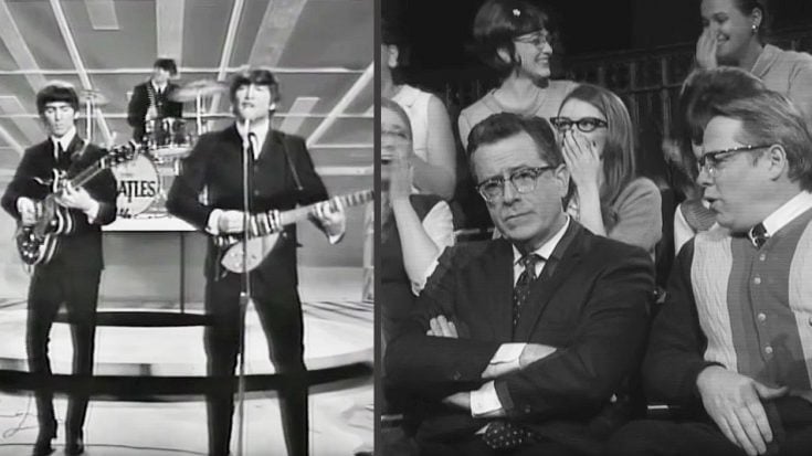 Hilarious Video Shows Stephen Colbert “Present” At The Beatles’ Iconic Ed Sullivan Show Appearance! | Society Of Rock Videos