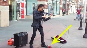 Street Performer Uses Loop Pedal To Create Three Instrument Song With Just One Violin!
