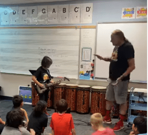 Sebastian Bach Visits Stepson’s Music Class
