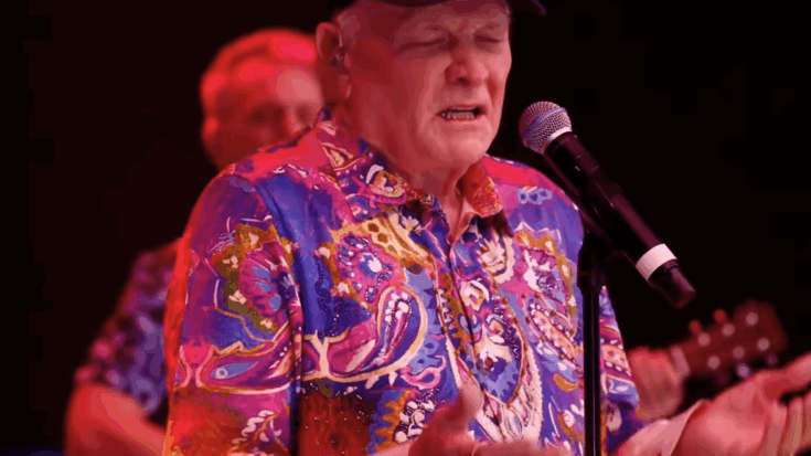 Mike Love singing on stage.