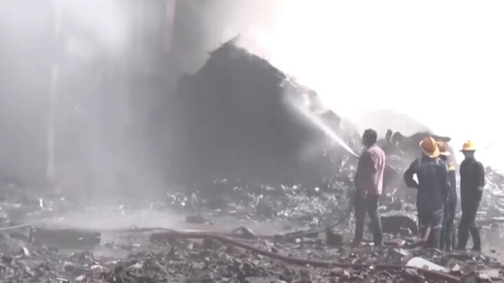 The remains in the crash site of the Air India Jet
