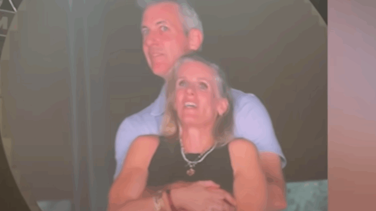 CEO with his mistress on jumbotron