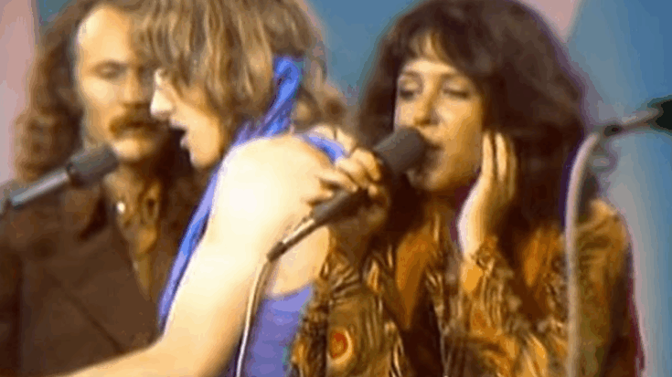 Jefferson Airplane with Joni Mitchell, David Crosby, and Stephen Stills performing on The Dick Cavett Show, later called The Woodstock Show.