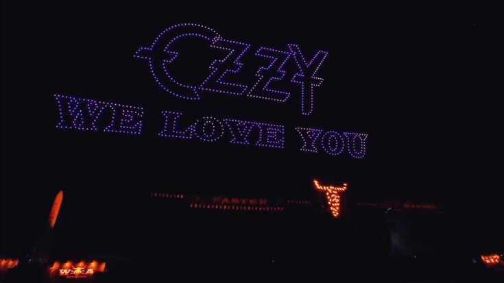 Drones spelling out Ozzy in the air