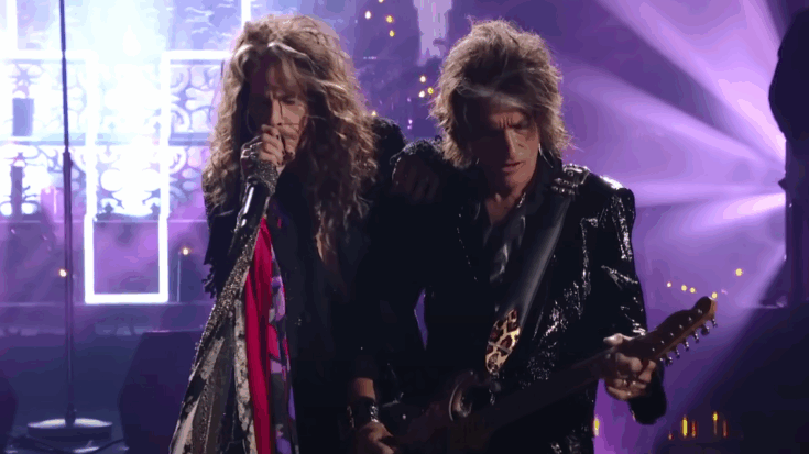 Steven Tyler and Joe Perry of Aerosmith perform live at the MTV VMAs during an Ozzy Osbourne tribute