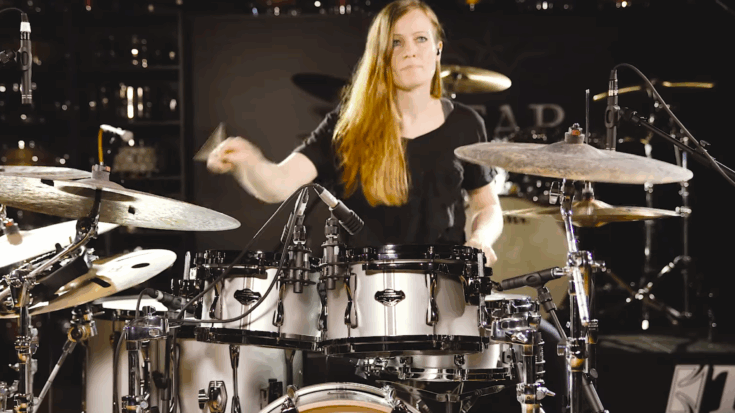 Anika Nilles performing the song “Ndola” in a drum playthrough session using a TAMA drum kit in Germany.