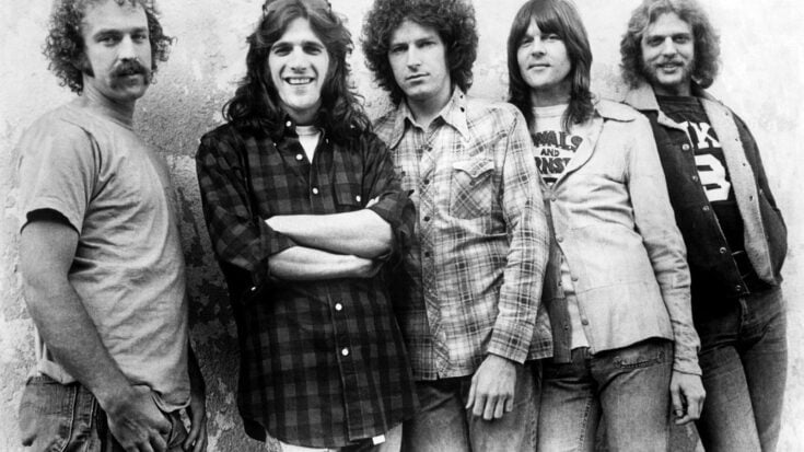 Press photo of the band Eagles by Asylum. Although no date is given, it dates from 1974 to 1975, as those were the only two years the lineup depicted was active.