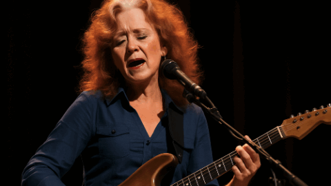 bonnie Raitt playing a stratocaster