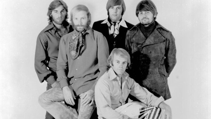 The Beach Boys in 1968, left to right: Dennis Wilson, Mike Love, Carl Wilson (top), Al Jardine, Bruce Johnston.