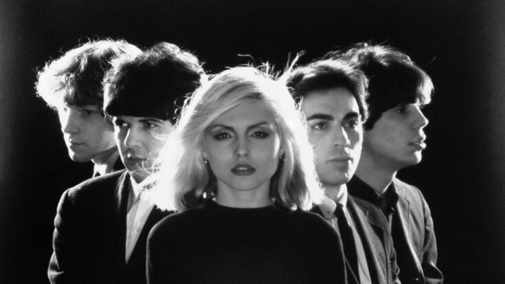 Blondie in 1977: Gary Valentine, Clem Burke, Debbie Harry, Chris Stein, and Jimmy Destri.